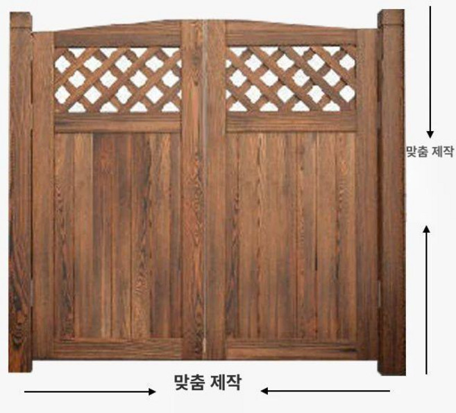 나무대문 주택 정원 가림막 방부목 쪽문 가든 담장, 중간, 커스텀 G형 울타리 문