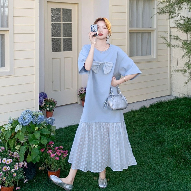 SELEAD 빅사이즈원피스 플리츠플리즈원피스 여름원피스 시원한원피스 캐주얼원피스 롱원피스 ~4XL