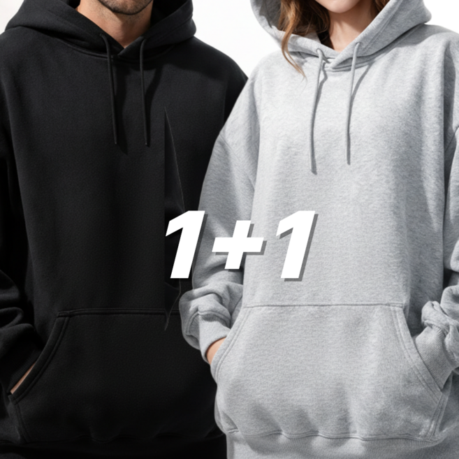 무지 후드티 남녀공용 데일리 빅사이즈 1+1