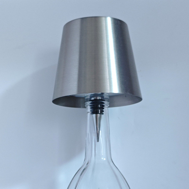 可充電觸控酒瓶檯燈 簡約創意LED燈, 經典款—電鍍銀色 嵌入式鐵藝款—三色調光 無極調光