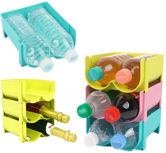 냉장고 음료 와인 맥주 보관 2구 거치대 생수병 정리함 캔 보관대 트레이, 분홍색, 1개