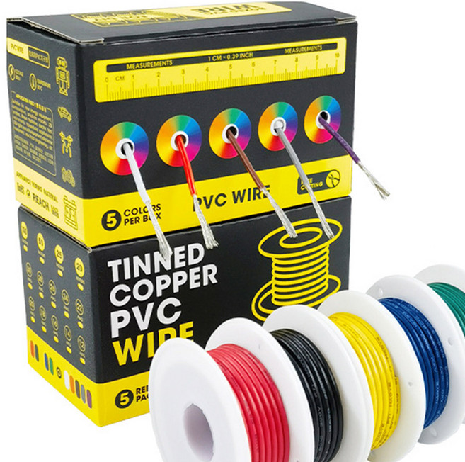 5색 DIY 전선케이블 실리콘 와이어 30/26/22/20/18/16AWG UL1007, 22AWG/50M/PVC1007, 1개