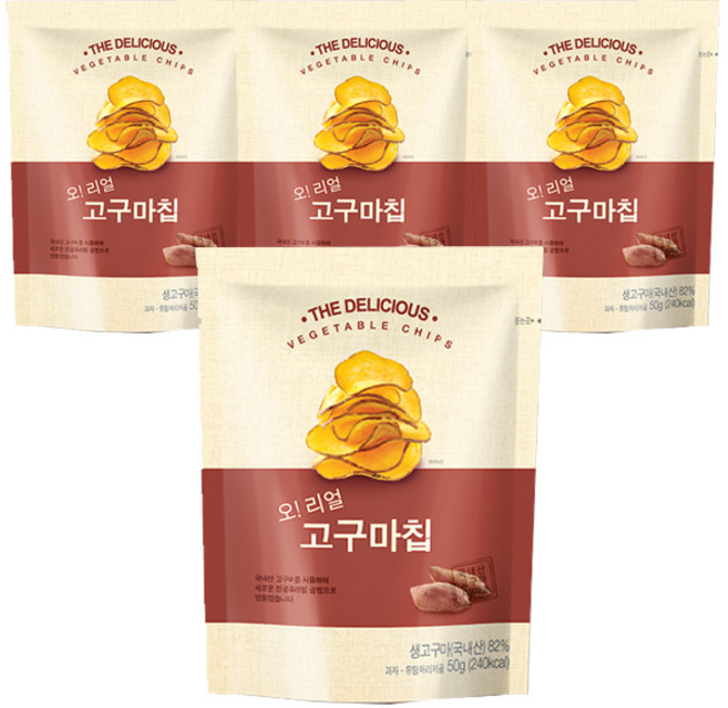 명성식품 오 리얼 고구마칩 국내산 고구마과자, 50g, 4개