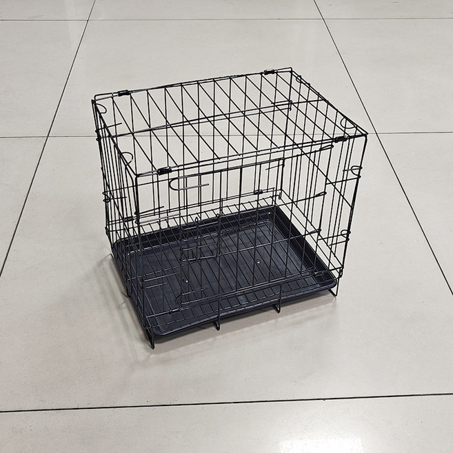 狗籠子泰迪小型犬籠金屬家用室內外窩車載籠寵物貓籠救助籠圍欄廠, 1個, 黑色-35普通彈簧鎖:籠子(托盤+腳墊)