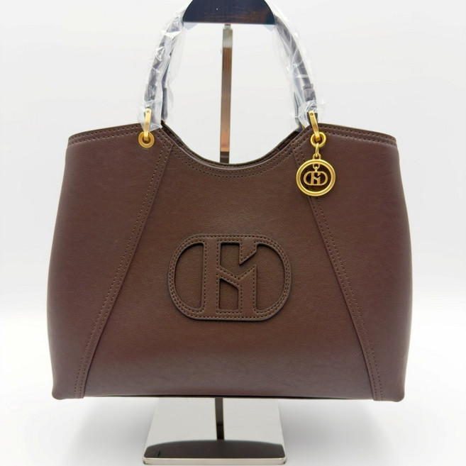 [헤지스] 로고 가죽 버건디 핸드백 토트백 /쇼핑백동봉