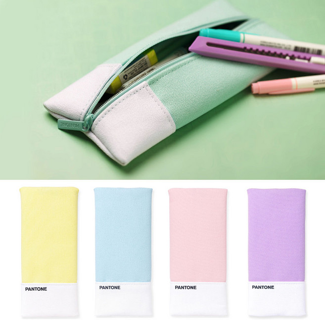 팬톤 패브릭 납작 펜슬 파우치