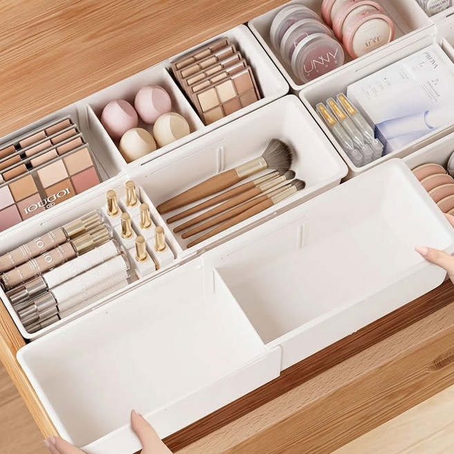 휴핏트 길이조절 칸막이 서랍 정리함, 2개, 화이트