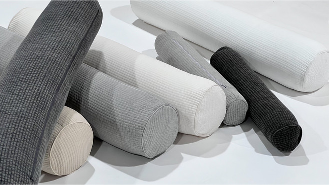 순면 피그먼트 줄누빔 원통 미니 롱 바디필로우, 그레이 커버(솜 별도)