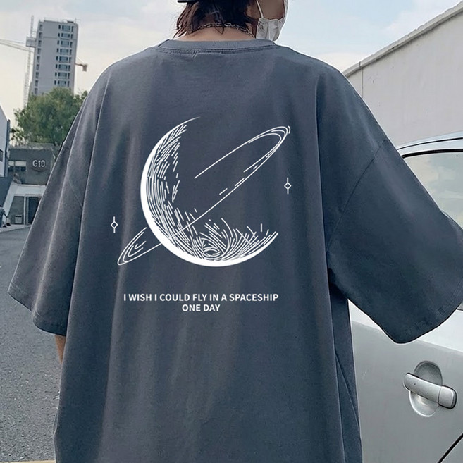 JBOOM 남자 오버핏 반팔티 스페이스 프린트 티셔츠