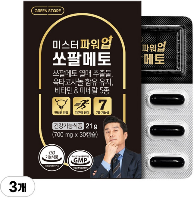 그린스토어 미스터 파워업 쏘팔메토, 3개, 30정