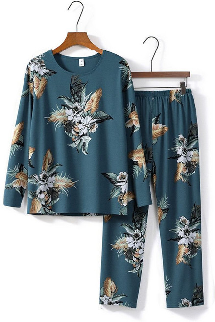 중년 여성 파자마 세트 봄 가을 엄마용 패션 잠옷 상하의 투피스 세트 우아한 얇은 홈웨어 YCY