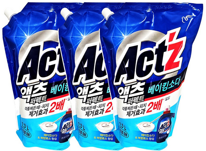 액츠 퍼펙트 베이킹소다 액상세제 리필 (일반/드럼 겸용), 1.5L, 3개