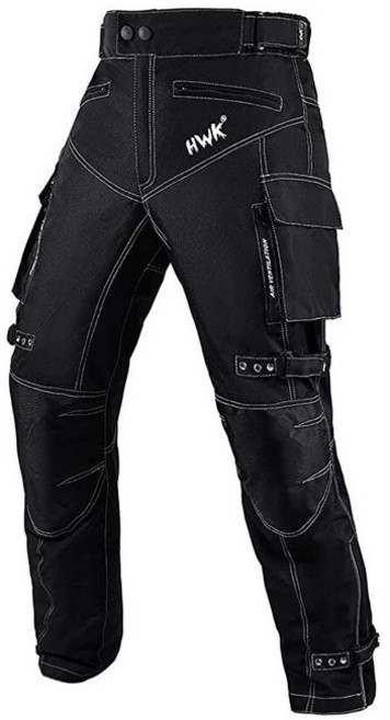 HWK 남성용 오토바이 바지 듀얼 스포츠 라이딩용 덧바지 엔듀로 모험 여행 방수 전천후 CE 아머 (허리 40-42인치 안쪽 솔기 34인치) 블랙 134939 446396, 36W x 30L