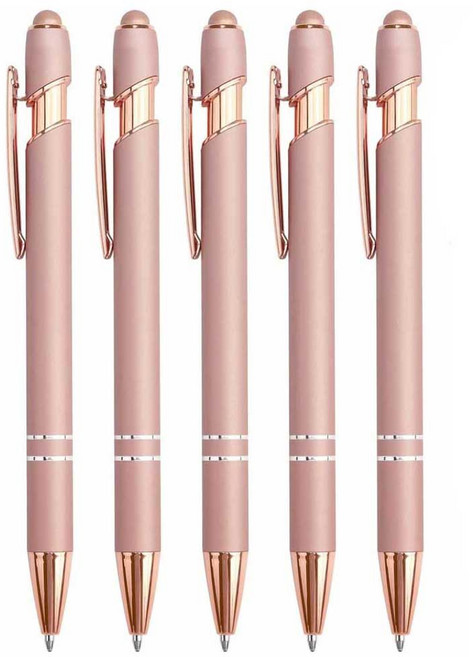 10개 스타일러스 팁이 있는 볼펜 금속 in 스마트폰 태블릿용 0mm 검정색 잉크, Rose 5pcs
