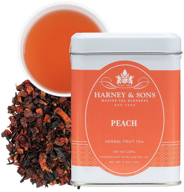 Harney & Sons 하니 앤 선즈 복숭아 과일 차 4온스 루스 허브 미국 티백, 4 ounce (Pack of 1), 1개, 1개입