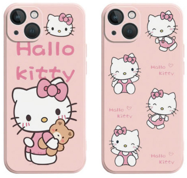 헬로키티와 곰돌이 인형 아이폰과 갤럭시 실리콘 케이스