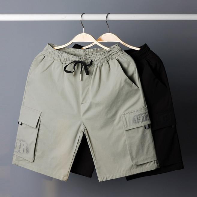 인디오 1+1 남녀공용 빅사이즈 밴딩 스판 쿨링 카고 5부 반바지 NCH2882