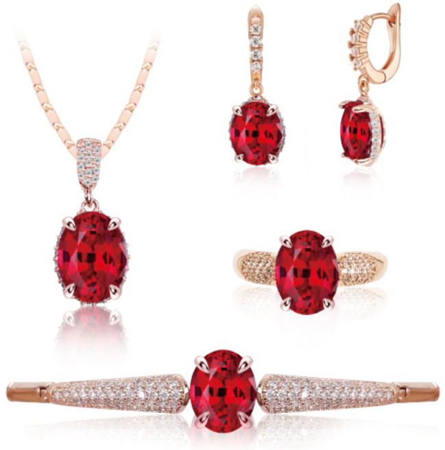 [혜성 주얼리] 루이즈 블러드 루비 반지 팔찌 귀걸이 목걸이 4종