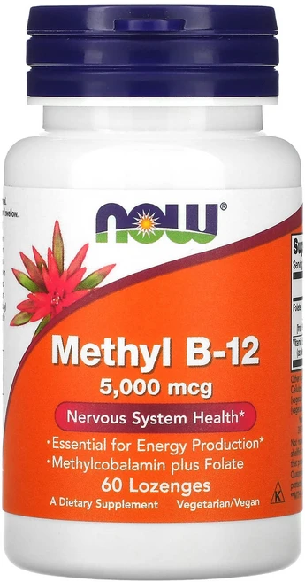 NOW Foods 메틸 B-12 5 000mcg 로렌지 사탕 60정 / 비타민 사탕 / 비타민 B / 고함량 고효능 / 2-3개월, 1개 - 쿠팡