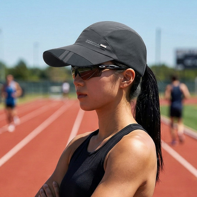 윈드러너 경량 메쉬 러닝 모자, 1개, 다크그레이