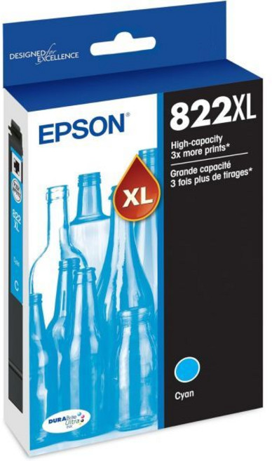EPSON 822 듀라브라이트 울트라 잉크 대용량 시안 카트리지(T822XL220-S)는 WorkForce Pro WF-3820 WF-3823 WF-4820 WF-4830 WF, High Capacity_Ink