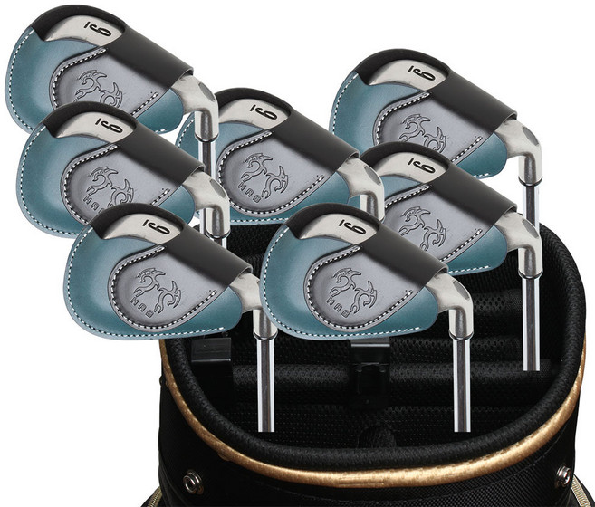 헤링본 핸드메이드 아이언 커버 세트 8개 1세트 천연소가죽 골프채커버 자석 아이언 커버 골프채 헤드 커버 아이언헤드커버, 8개1세트 블랙앤네이비