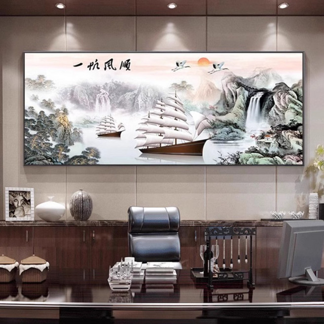 성공과 번영을 상징 순풍에 순항하는 돛단배 풍경 DIY 보석십자수 대형 사이즈, 120x60cm, 1개