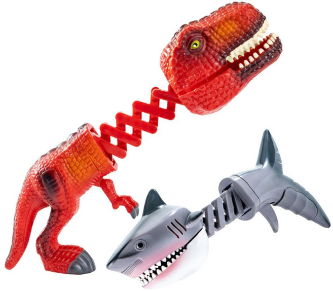 토이즈데이 방아쇠를 당기면 "크왕" 상어 VS 공룡 집게 어린이 장난감 단체 선물 구디백, 1세트, 상어+공룡