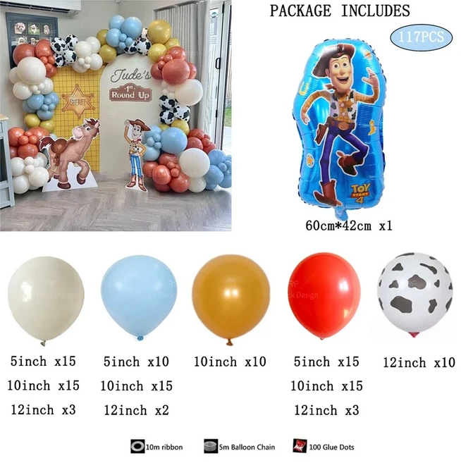 1세트 토이 스토리 생일 테마 파티 풍선 우디 가랜드 아치 키트 어린이 장식 용품 장난감, 01 기타, 01 1set
