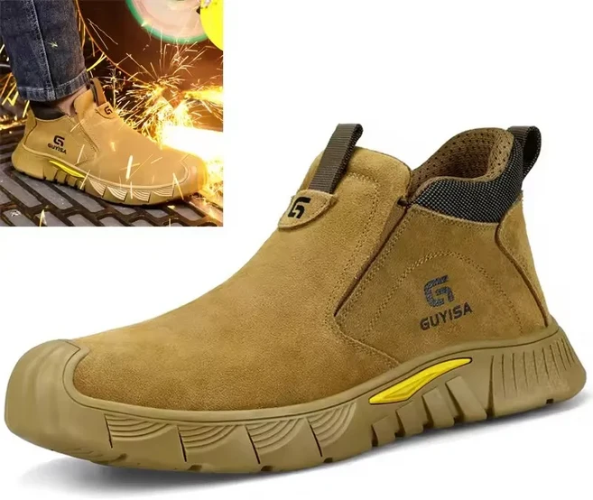 남성용 방수 안전 작업 신발 스틸 헤드 가죽 부츠 남성 신발 파괴 할 수없는 건설 보안 부츠