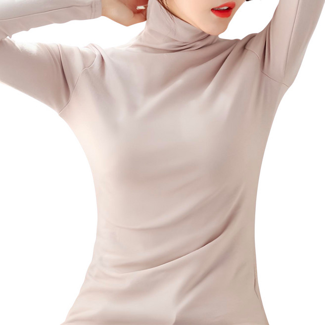 로로스키니 여성 기모 터틀넥 목폴라 니트 티 목 카라