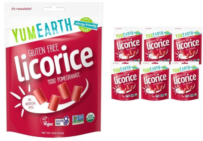 YumEarth 얌어스 글루텐 프리 딸기 리코리치 스낵 팩 - 친화적 5온스 (6팩) 123616, 142g, 1개