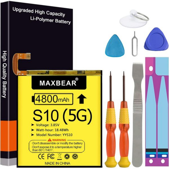 MAXBEAR Galaxy S10 5G 배터리 (업그레이드됨) 4800mAh 3.85V 리튬 폴리머 교체 EB-BG977ABU (삼성 SM-G9770 SM-G977U SM-G9