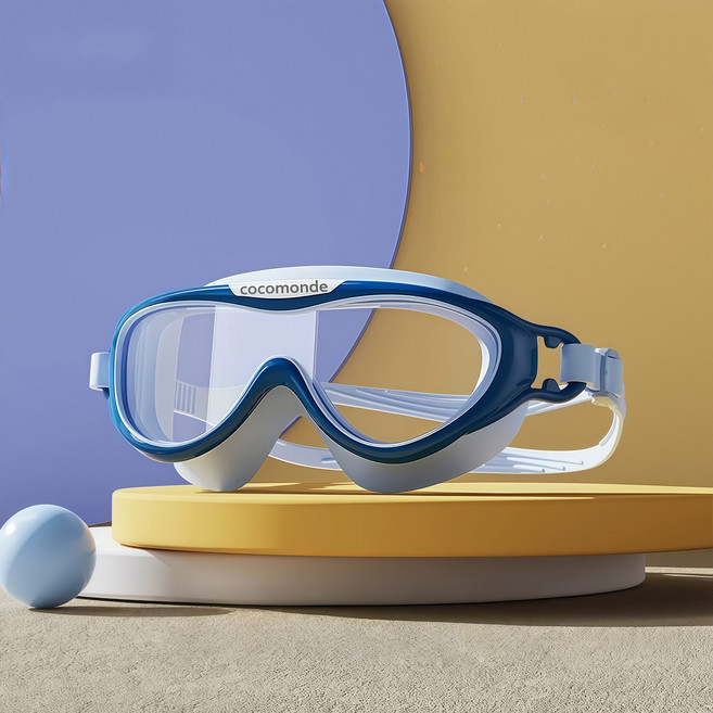 코코몽드 KC인증 프리미엄 와이드 어린이 물안경, 1개, 블루