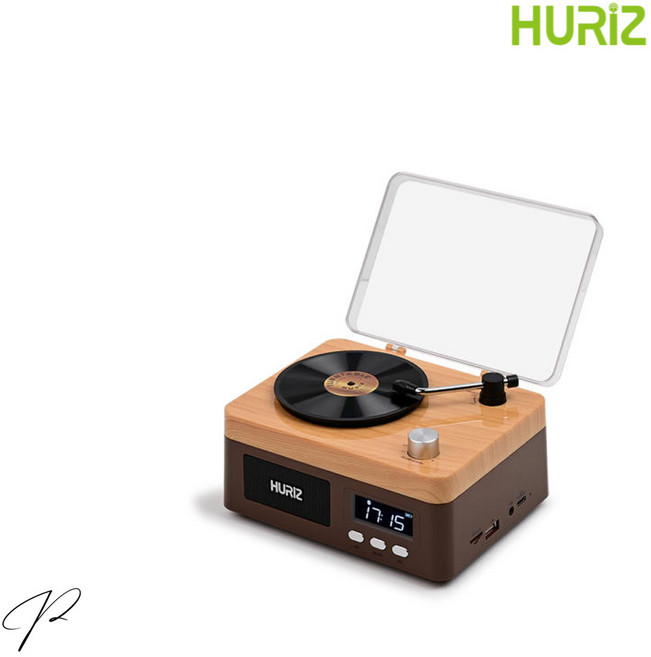 휴라이즈 휴대용 미니 턴테이블 올인원 블루투스 스피커, HR-MT2, 우든