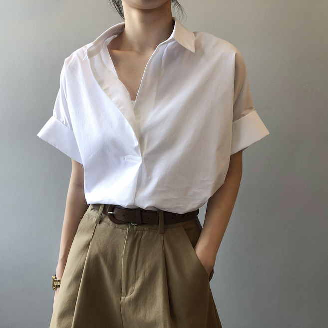 데일리바이블 여름 기본템 반팔 셔츠 빅사이즈 루즈핏 블라우스