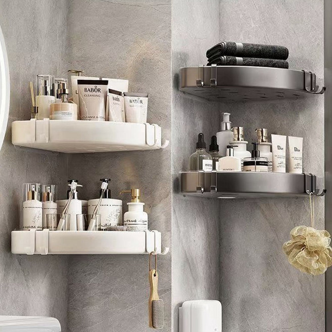 홈비 무타공 간편접착 관리편한 화장실 코너선반, 화이트, 1개