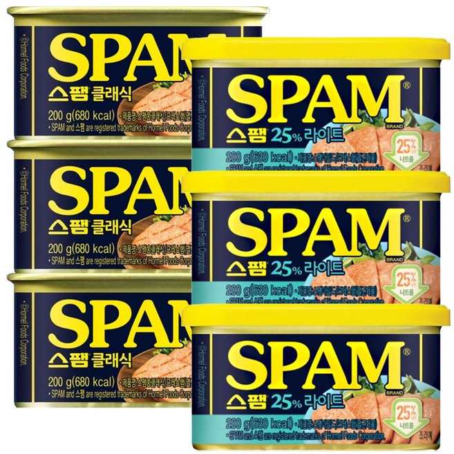 스팸 클래식 200g x 3p + 마일드 200g x 3p, 1세트