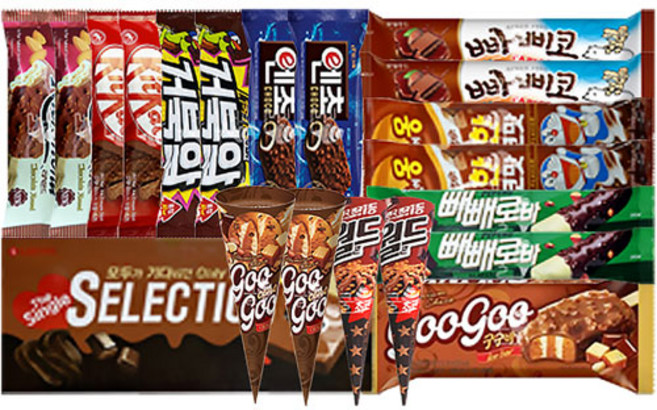 초코 아몬드 아이스크림 11종 21개 세트 킷캣 구구콘 셀렉션 엔초 빼빼로 월드콘 빠삐코 리치몬드, 1개