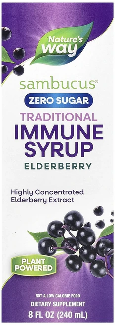 Nature's Way Sambucus® 전통 면역력 강화 시럽 설탕 무함유 엘더베리 50mg 240ml(8fl oz), NaturesWaySambucus전통면역력강화시럽설탕무, 1개, 240ml - 쿠팡