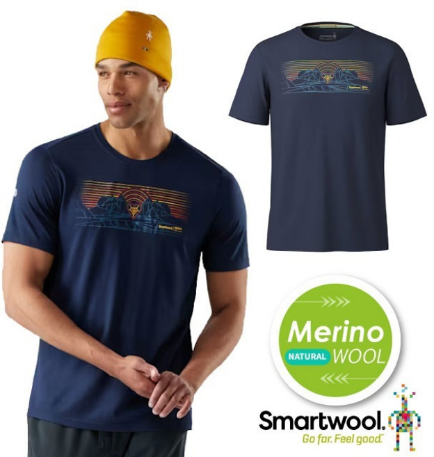 【美國 SmartWool】山脈日出》男 美麗諾羊毛 控溫圓領塗鴉短袖T恤 運動上衣 SW002976