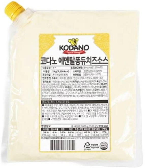 코다노 에멘탈퐁듀 치즈소스 1kg 딥핑소스 대용량, 1