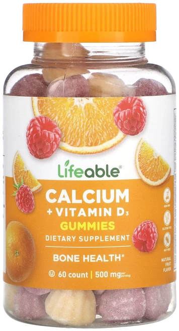Lifeable 칼슘 + 비타민D3 구미젤리 천연 과일 맛 구미젤리 60개, Lifeable칼슘비타민D3구미젤리천연과일맛구미젤리60, 1개, 60정 - 쿠팡