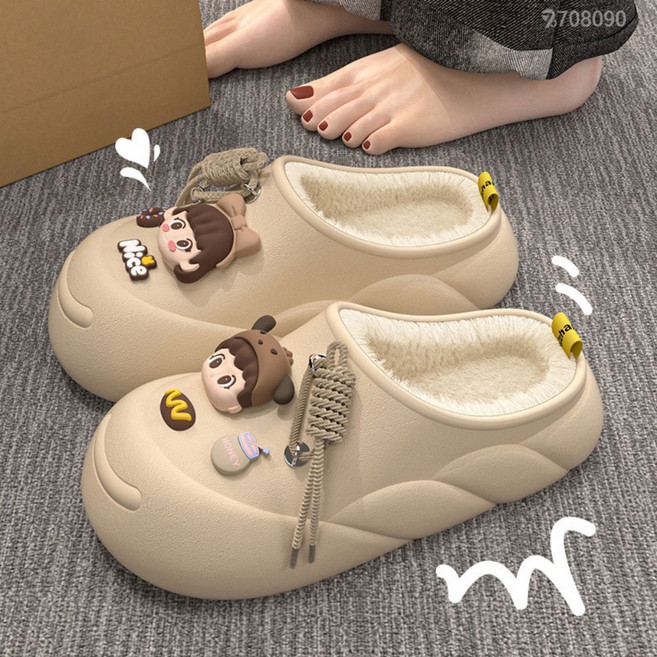 708090 여성 겨울 EVA 캐릭터 기모 털 슬리퍼