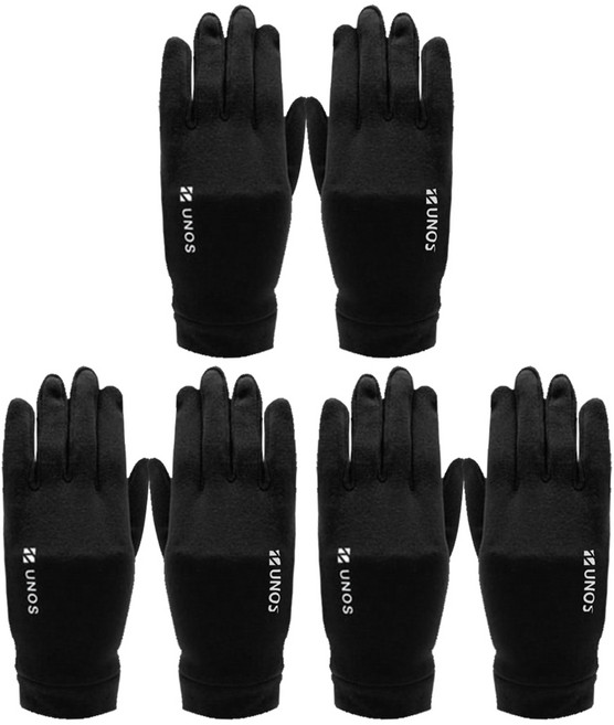 우노스 이지웜 스마트 스판 장갑, 검정색, 3개