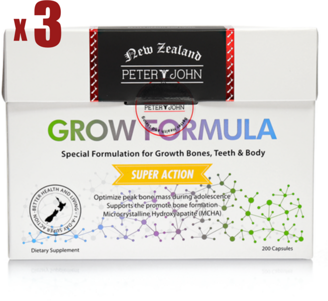 [피터앤존] 천연 어린이 성장기 영양제 피터앤존 그로우 포뮬라 / 200c 면역글로블린, 200정, 3박스