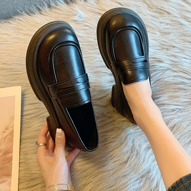 바이시유 여성 여자 신발 로퍼 구두 블로퍼 통굽 학생 신발 실린스