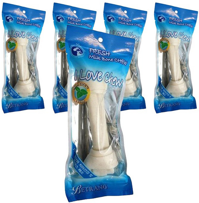 베트랑 대형견용 소가죽 개껌, 우유맛, 65g, 5개