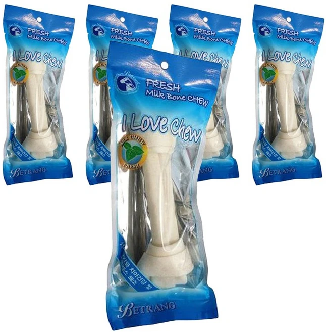 베트랑 대형견용 소가죽 개껌, 우유맛, 65g, 5개 - 쿠팡