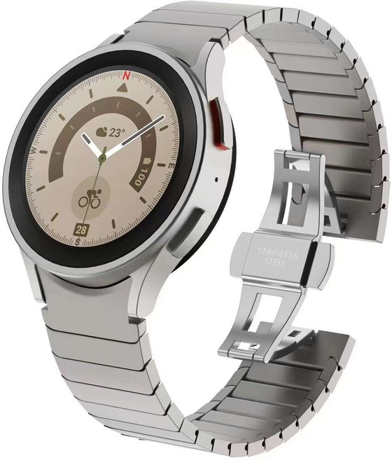 삼성 갤럭시워치7/6/5/4 스테인리스 스트랩 메탈 시계줄 20mm, 티타늄 색상, 1개